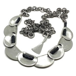 Brutalist Chain Belt - Leather & Pewter Modernist